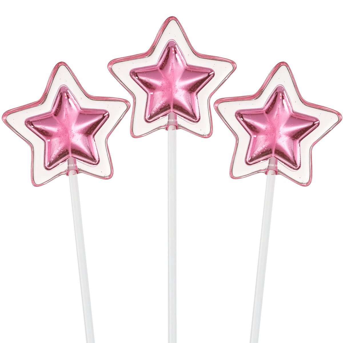 Sugar Free Pink & Clear Star Twinkle Lollipops