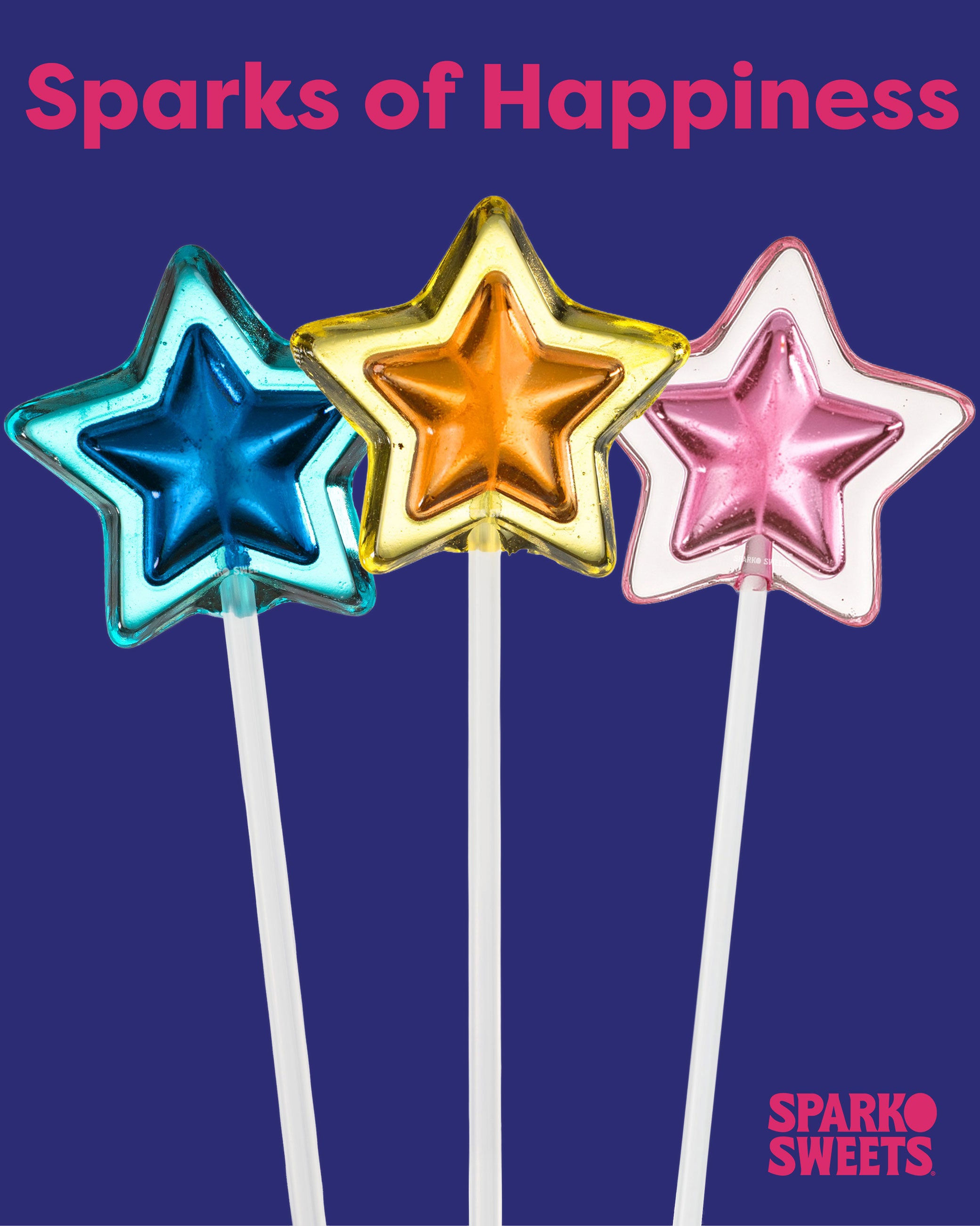 Sparko Sweets Twinkle Pops, Star Lollipops, Double Colors, Made in Los Angeles, Perfect for Birthday Parties, Holiday Celebrations, Corporate Events, Promotional Giveaways, Reception Treats
