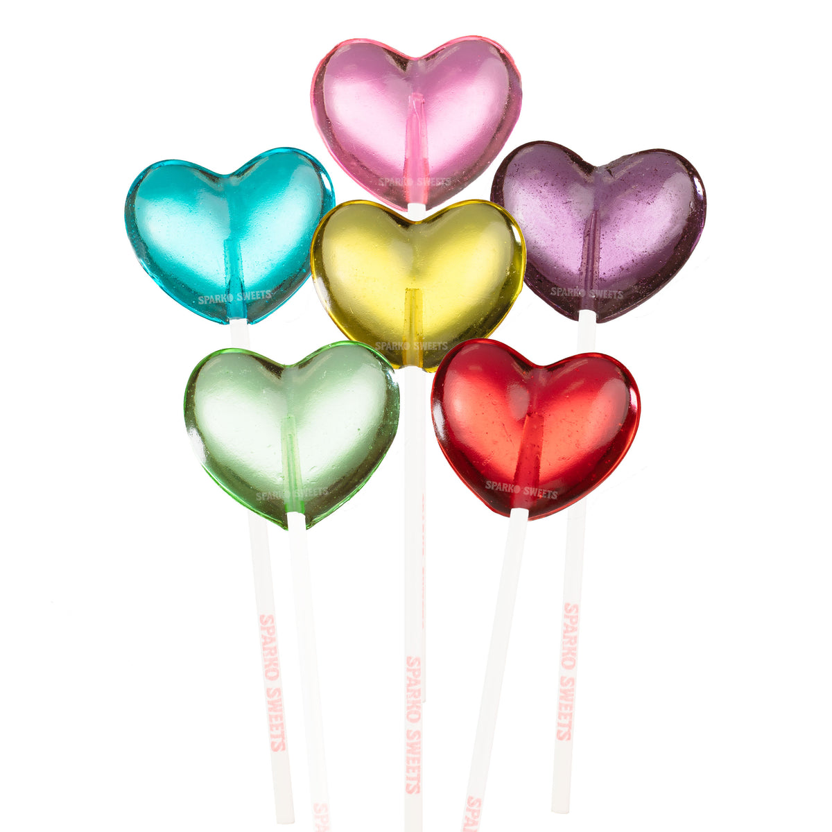 Sparko Sweets Sugar-Free Twinkle Pops, Hearts, 4.5-inch Sticks, Made in Los Angeles - Ideal for Valentine's Day and Wedding Celebrations