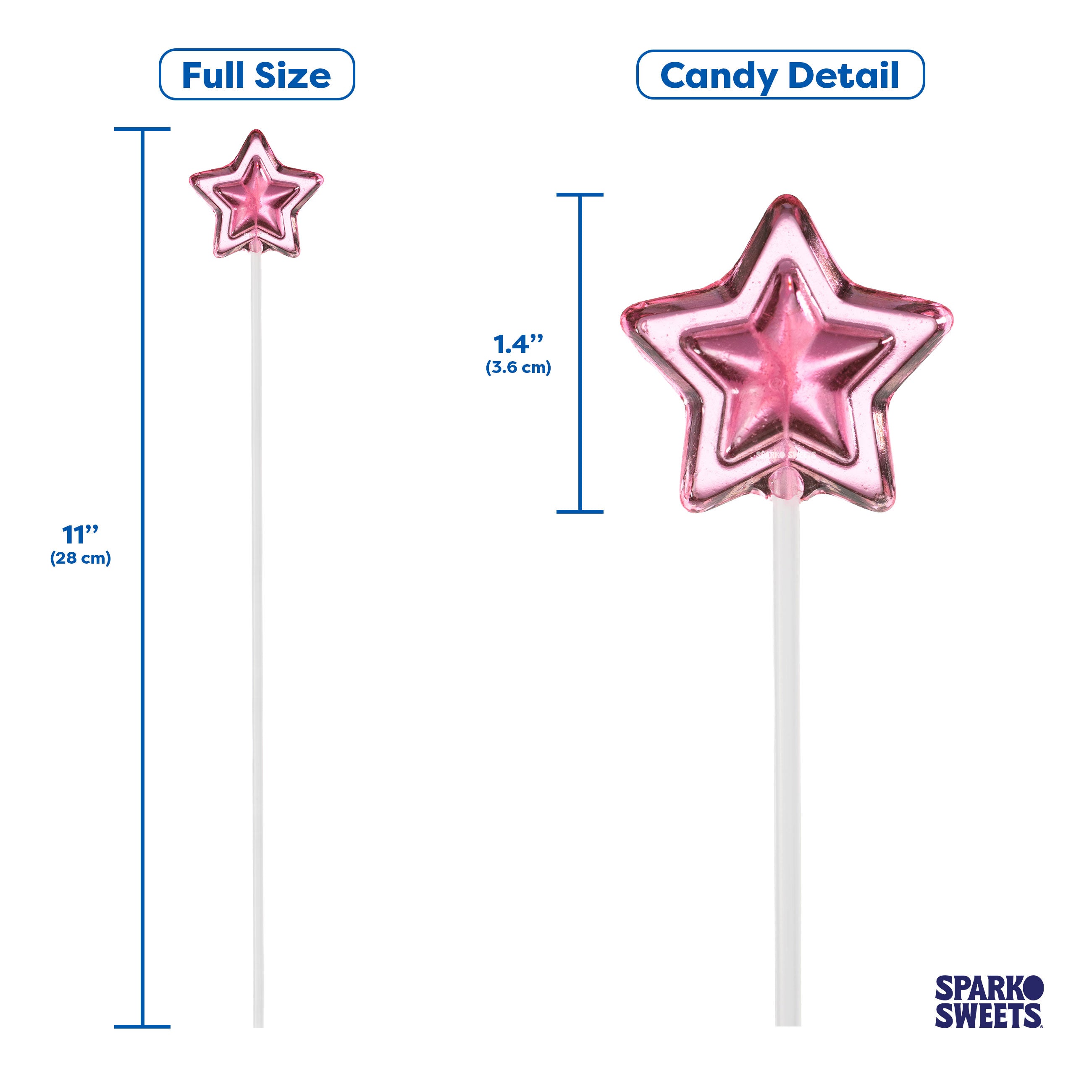 Sparko Sweets Twinkle Star Lollipops, Dimension Specs, Made in Los Angeles, Perfect for Birthday Parties, Christmas, Baby Shower, Corporate Events, Trade Show Giveaways