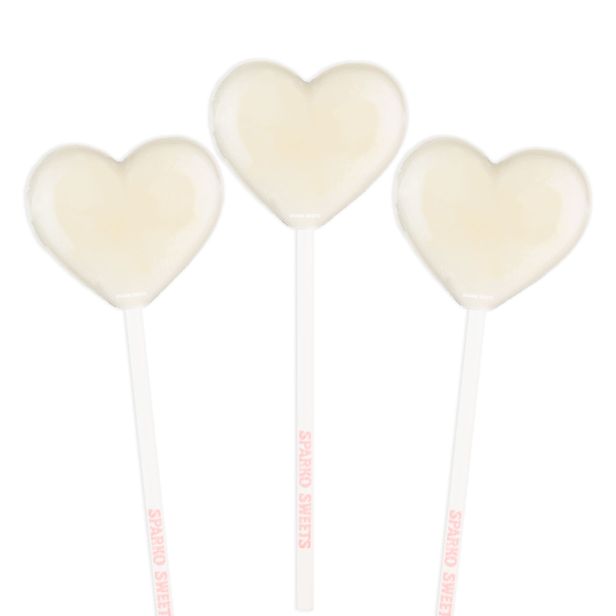 Sparko Sweets White Heart Lollipops, Made in Los Angeles, Perfect for Weddings, Anniversaries, Engagements, Parties, Celebrations, Corporate Events, Promotional Giveaways