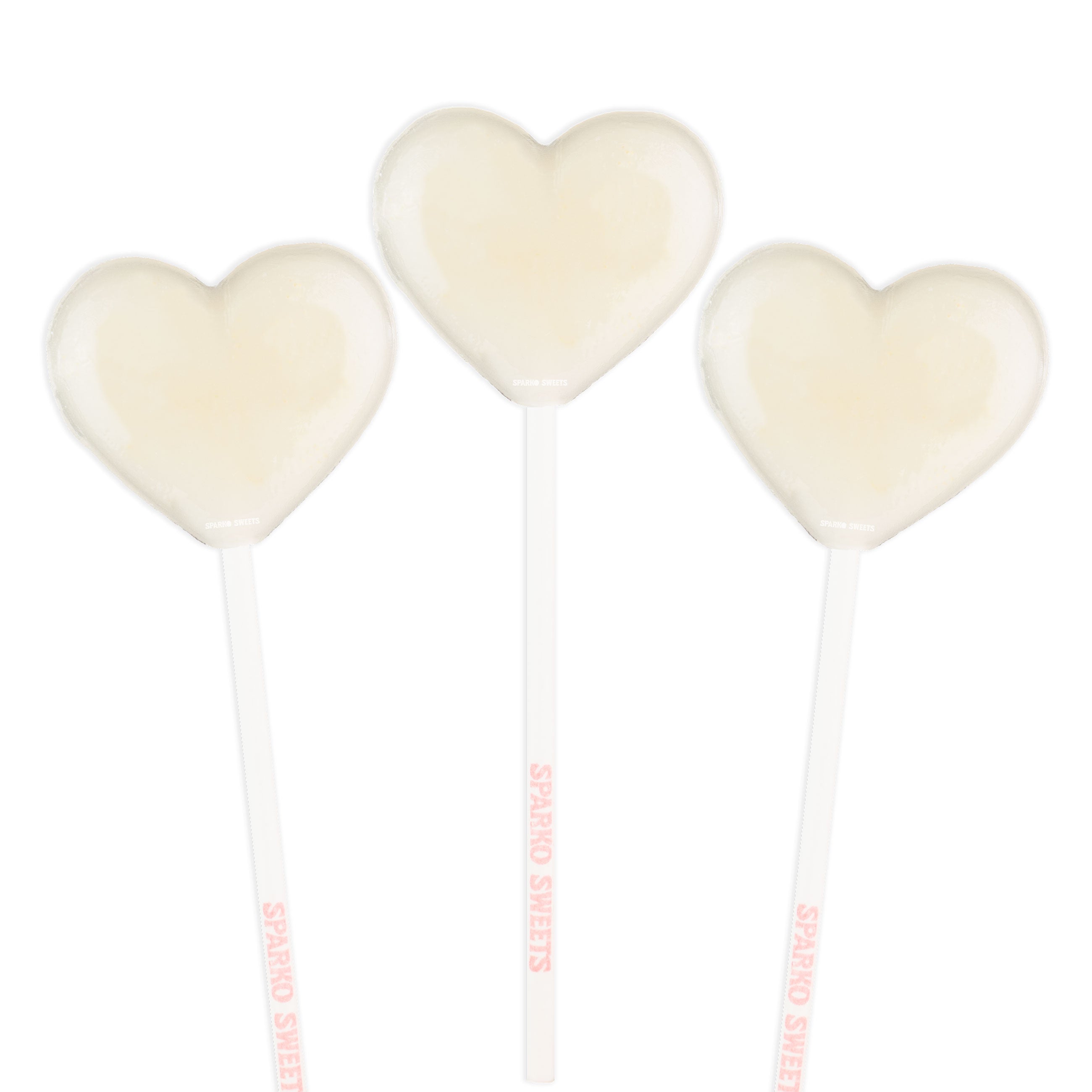 Sparko Sweets White Heart Lollipops, Made in Los Angeles, Perfect for Weddings, Anniversaries, Engagements, Parties, Celebrations, Corporate Events, Promotional Giveaways