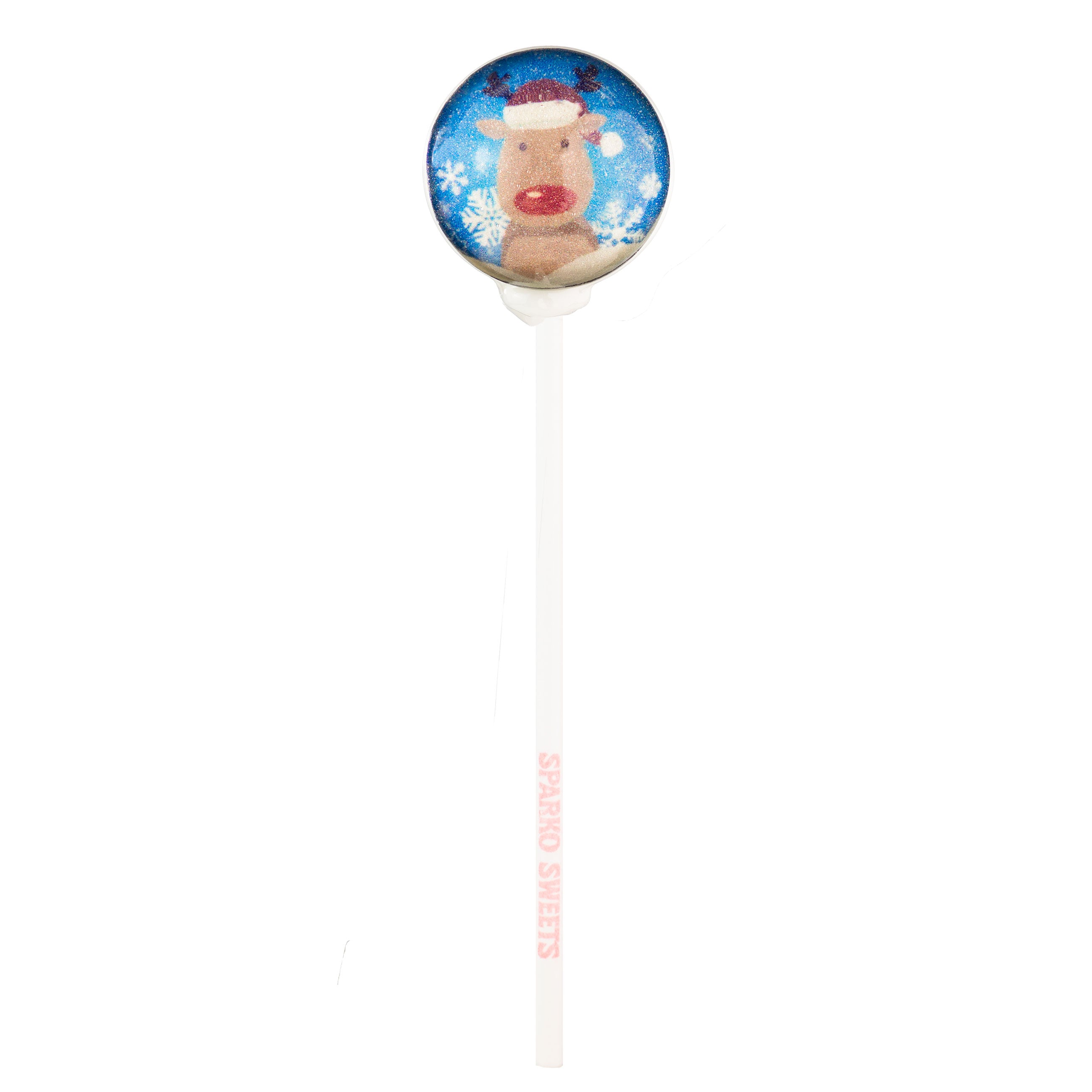 Sparko Sweets Rudolph Christmas Character Lollipops, Made in Los Angeles, Perfect for Holiday Party Favors, Christmas Gifts, Corporate Events, Promotional Giveaways