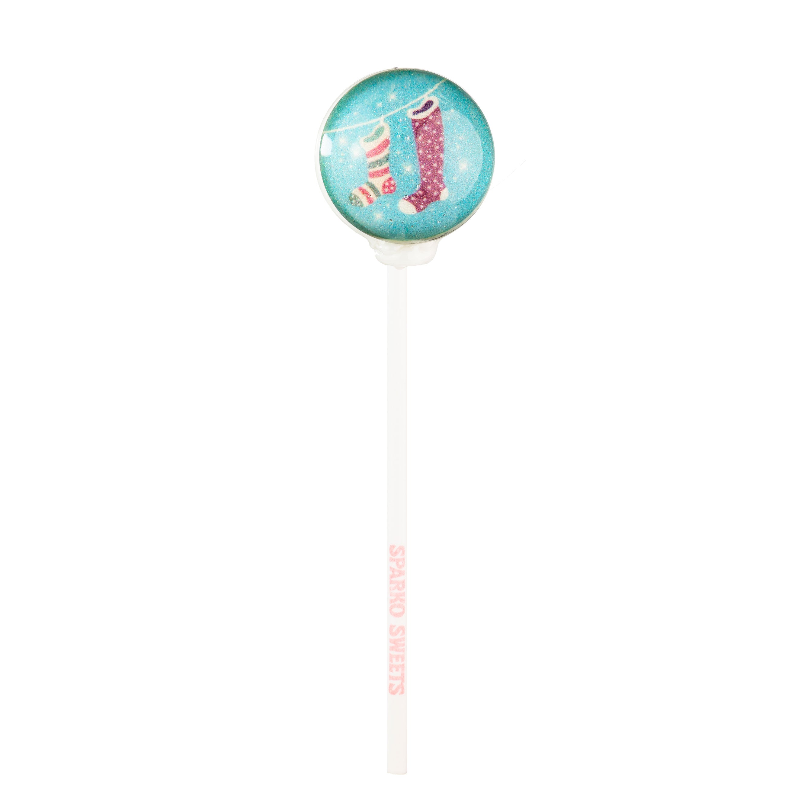 Sparko Sweets Christmas Character Lollipops, Stockings, Made in Los Angeles, Perfect for Holiday Party Favors, Christmas Gifts, Corporate Events, Promotional Giveaways