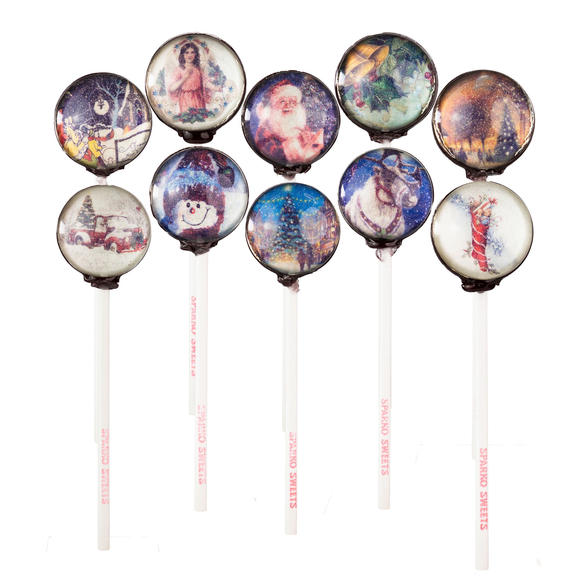 Sparko Sweets Vintage Christmas Lollipops, Handcrafted in Los Angeles, Perfect for Christmas Party Favors, Stocking Stuffers, Corporate Events, Promotional Items