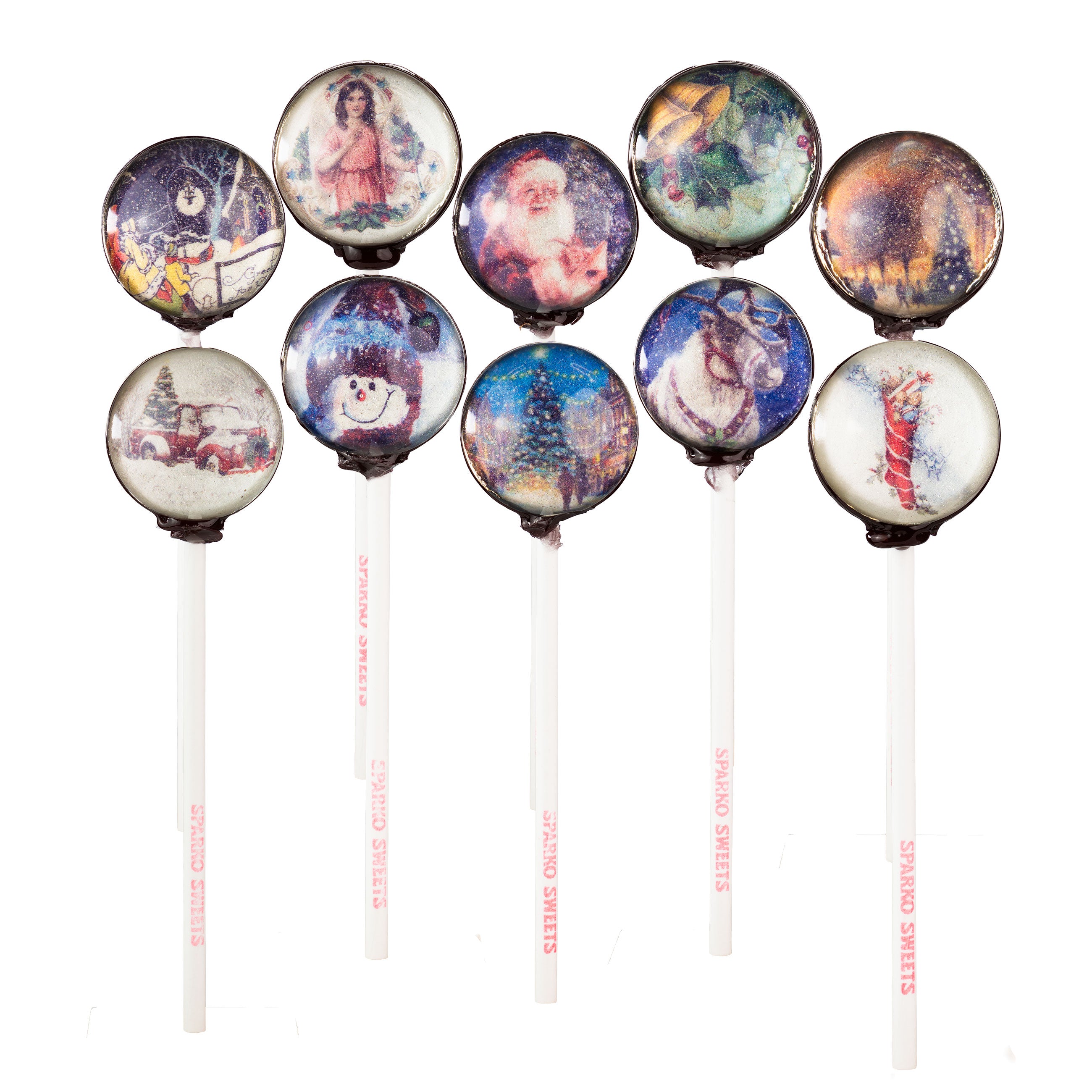 Sparko Sweets Vintage Christmas Lollipops, Handcrafted in Los Angeles, Perfect for Christmas Party Favors, Stocking Stuffers, Corporate Events, Promotional Items