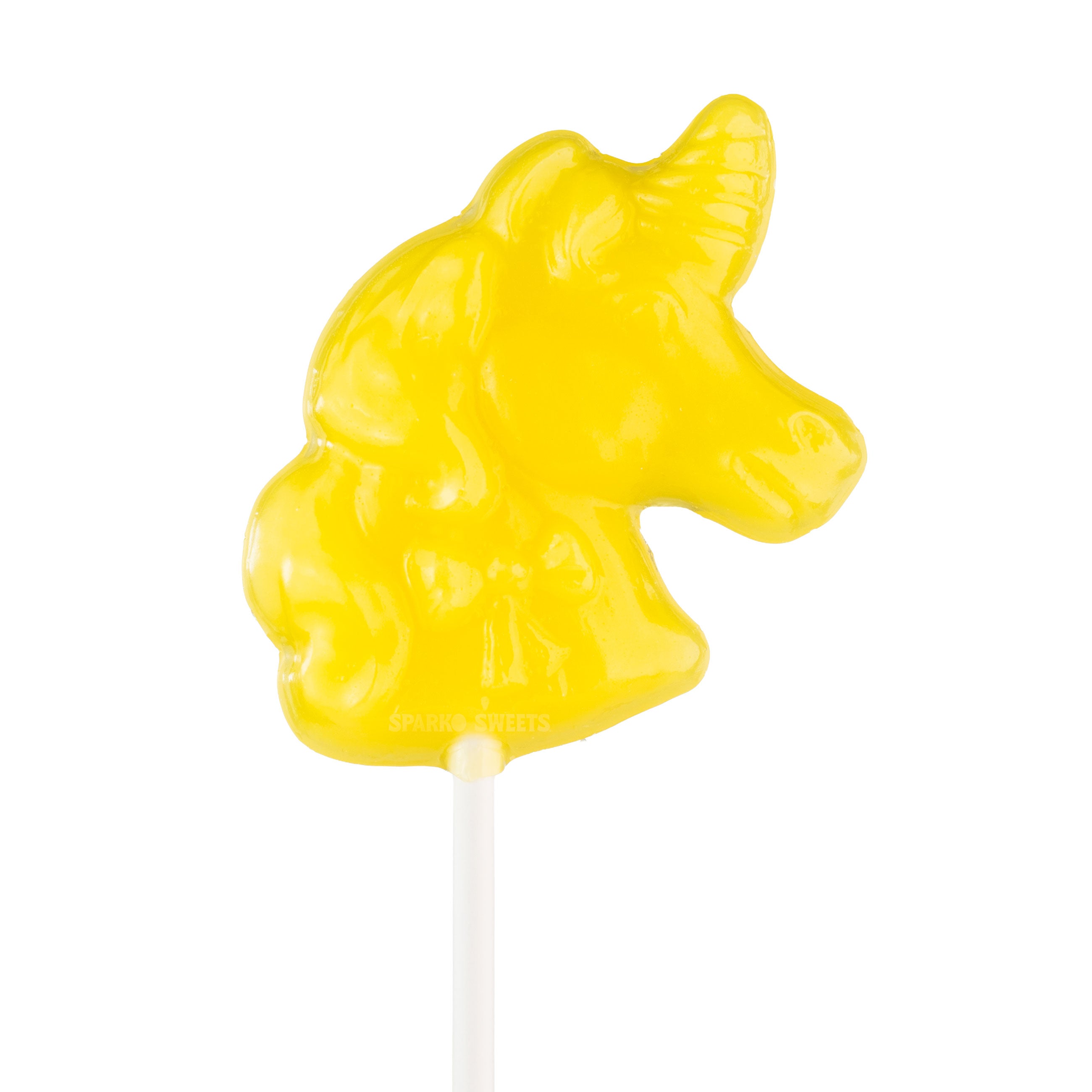 Sparko Sweets Yellow Unicorn Lollipops, Made in Los Angeles, Perfect for Princess Parties, Birthday Celebrations, Corporate Events, Holiday Giveaways, Promotional Swag, Fun Treat