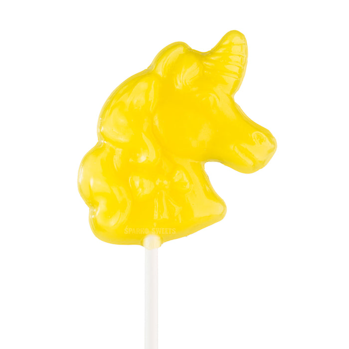 Sunny Yellow Unicorn Lollipops - Peach (24 Pops)