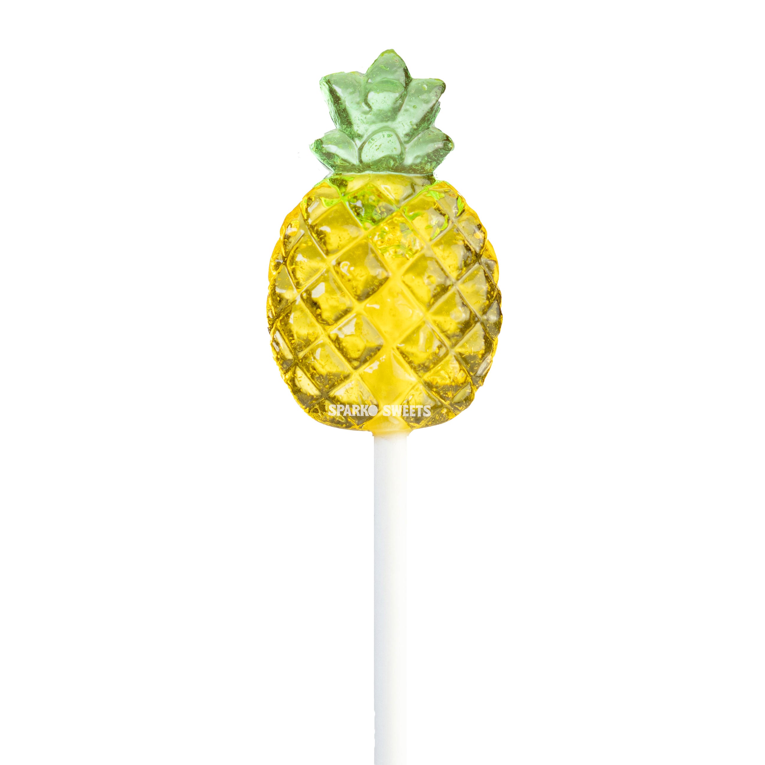 Sparko Sweets Yellow Pineapple Lollipops, Made in Los Angeles, Perfect for Birthday Parties, Tropical Luau Celebrations, Beach Events