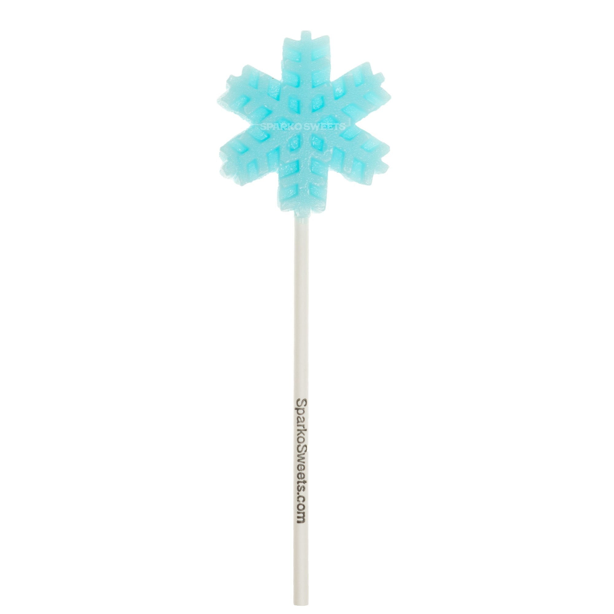 Frosty Blue Snowflakes Lollipops - Blue Raspberry Flavor (24 Pieces) - Sparko Sweets