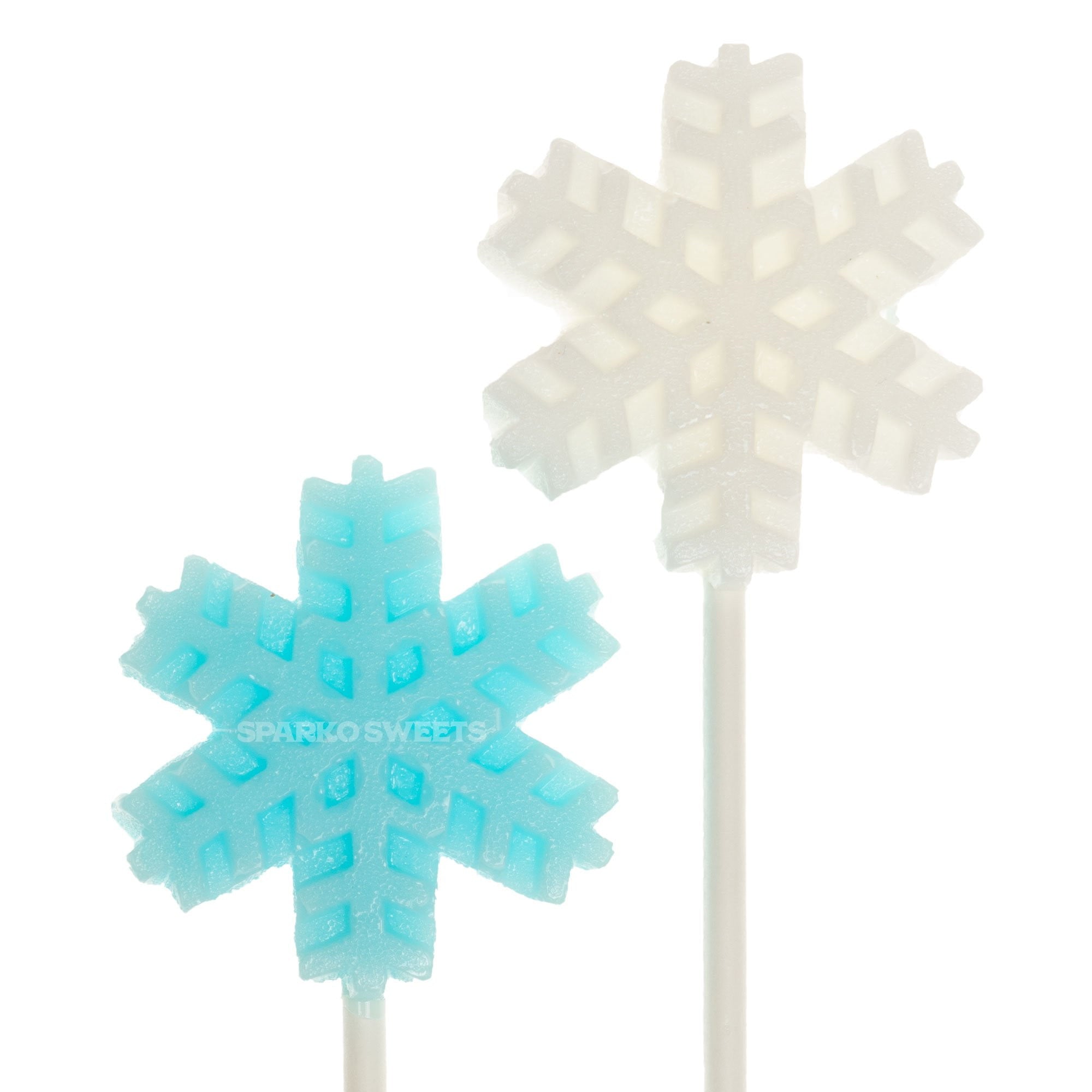 Frosty White and Blue Snowflakes Lollipops - Mix (24 Pieces) - Sparko Sweets