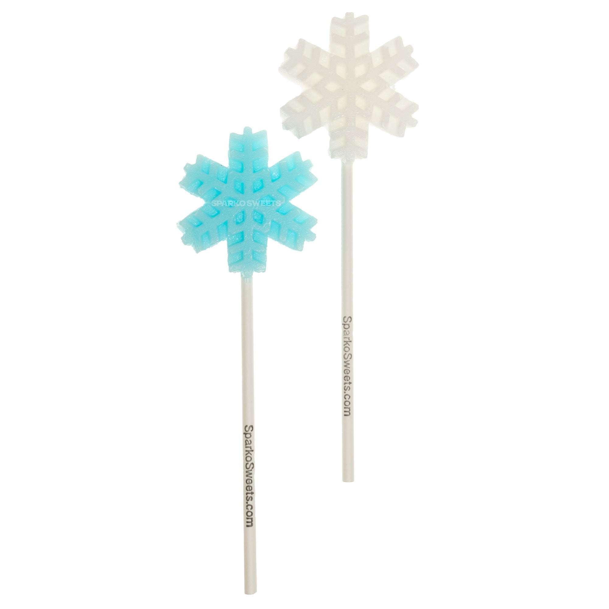 Frosty White and Blue Snowflakes Lollipops - Mix (24 Pieces) - Sparko Sweets