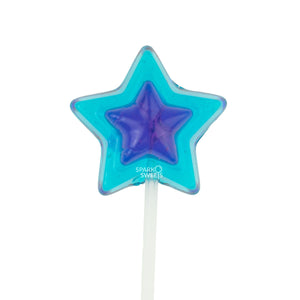 Sugar Free Double Color Star Lollipops Long Stem Twinkle Pops - Baby Blue & Navy (120 Pieces) - Sparko Sweets