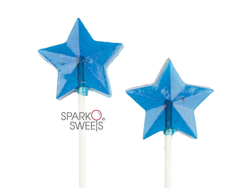 Blue Star Lollipops - Blue Raspberry (24 Pieces) - Sparko Sweets