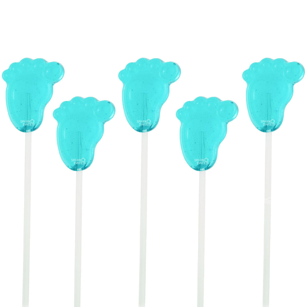 Blue Baby Feet Twinkle Pops Lollipops (120 Pieces) - Boy Baby Shower - Sparko Sweets