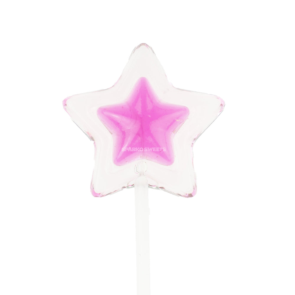 Star Twinkle Pops Lollipops - Pink & Clear (120 Pieces) - Sparko Sweets