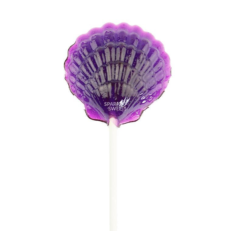 Clam Shell Lollipops - Baby Blue, Pink, Purple (24 Pieces) - Sparko Sweets