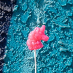 Sparkly Pink Unicorn Lollipops with Silver Stars - Watermelon (24 Pieces) - Sparko Sweets