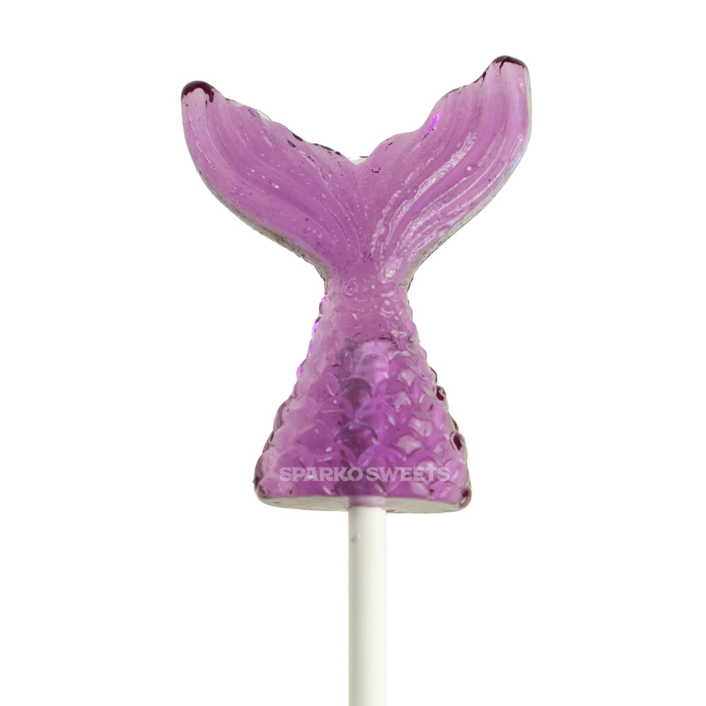 
            
                Load image into Gallery viewer, Purple Mermaid Tail Lollipops by Sparko Sweets
            
        