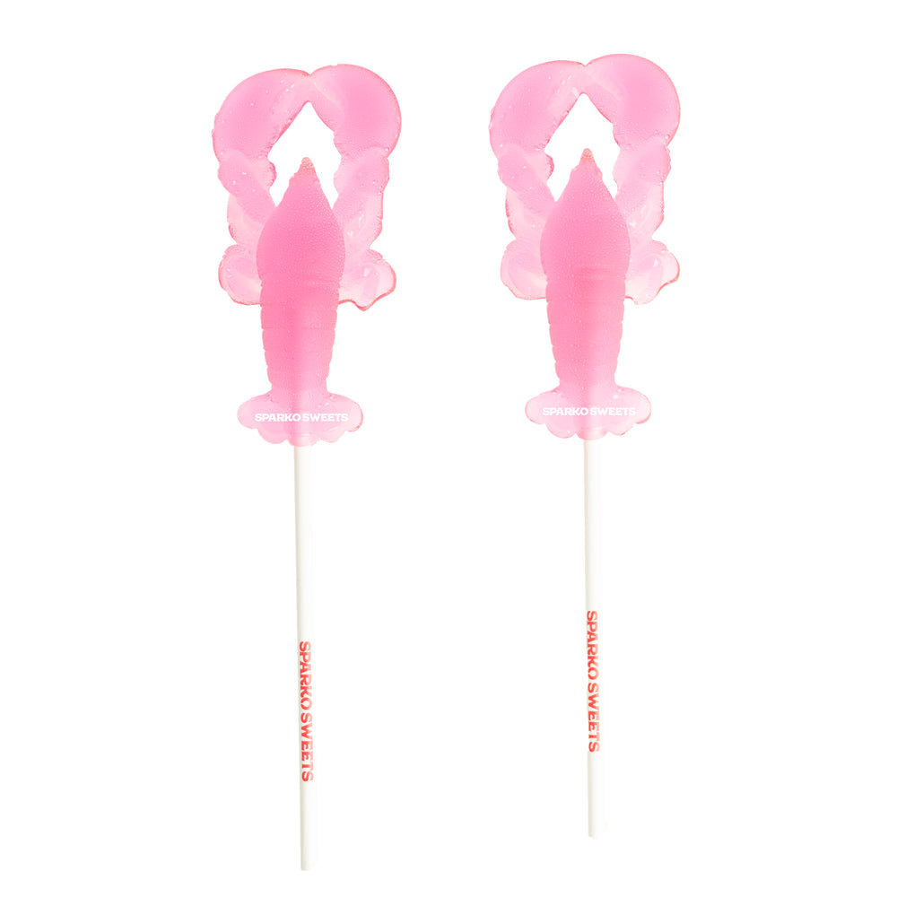 Pink Lobster Lollipops by Sparko Sweets