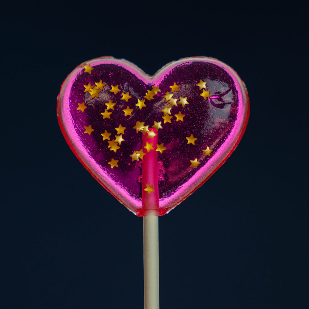 
            
                Load image into Gallery viewer, Sparkly Pink Heart Lollipops (24 Pieces) - Watermelon Flavor - Sparko Sweets
            
        