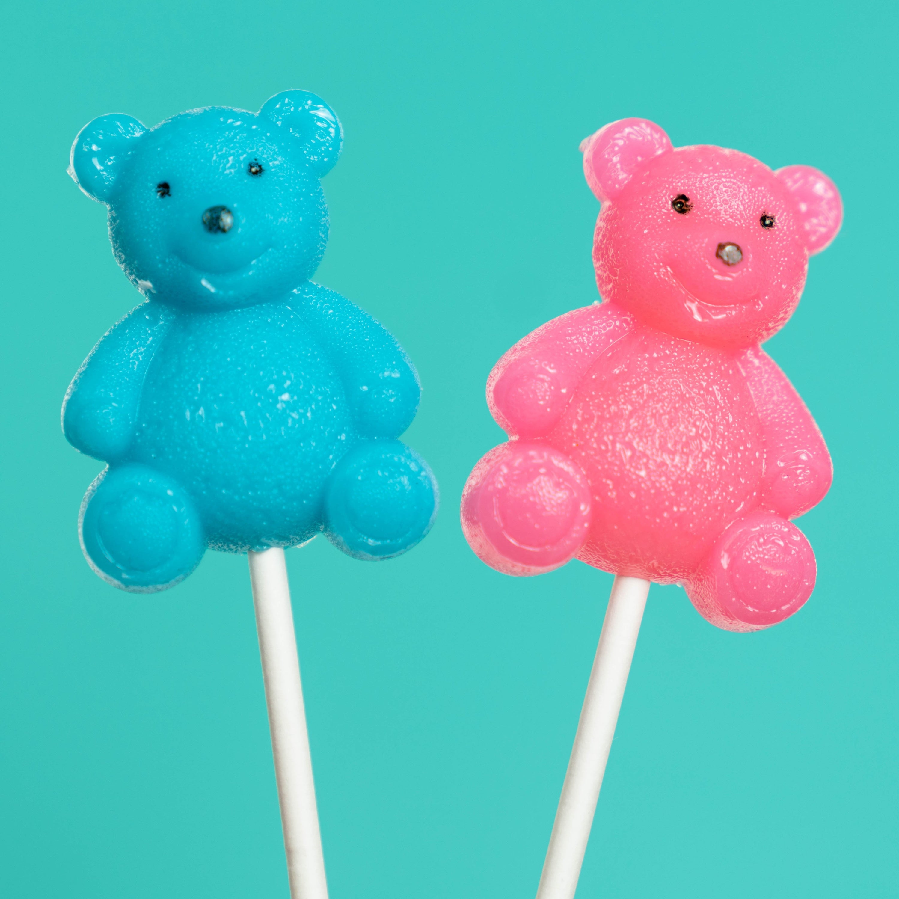 Blue Teddy Bear Lollipops - Blue Raspberry (24 Pieces) - Sparko Sweets