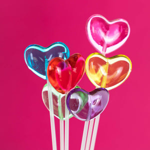 Mini Rainbow Heart Lollipops (120 Pieces) - Valentines Day Lollipops - Sparko Sweets