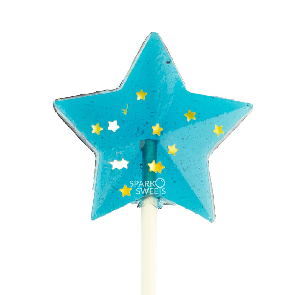 
            
                Load image into Gallery viewer, Starry Navy Star Lollipops - Blue Raspberry (24 Pieces) - Sparko Sweets
            
        