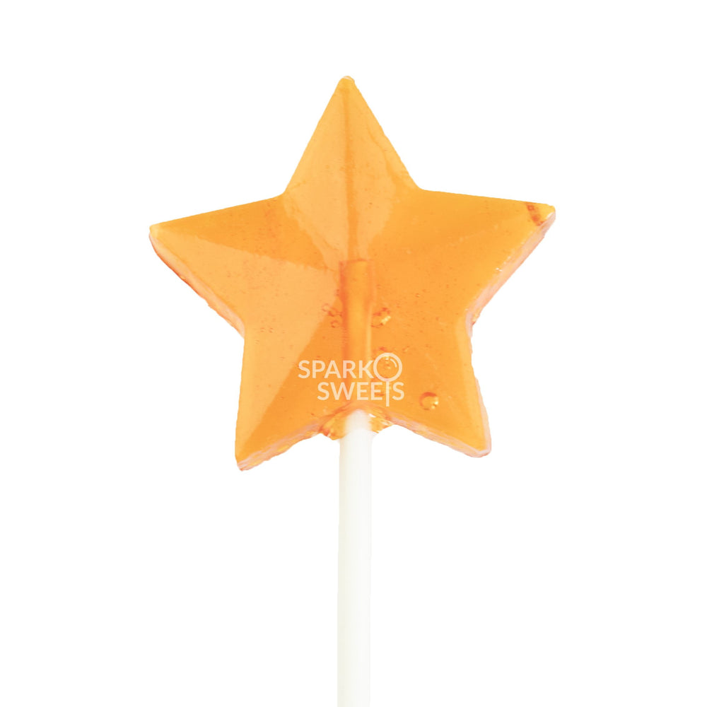 Sugar Free Orange Star Fireworks Lollipops (24 Pieces) - Sparko Sweets