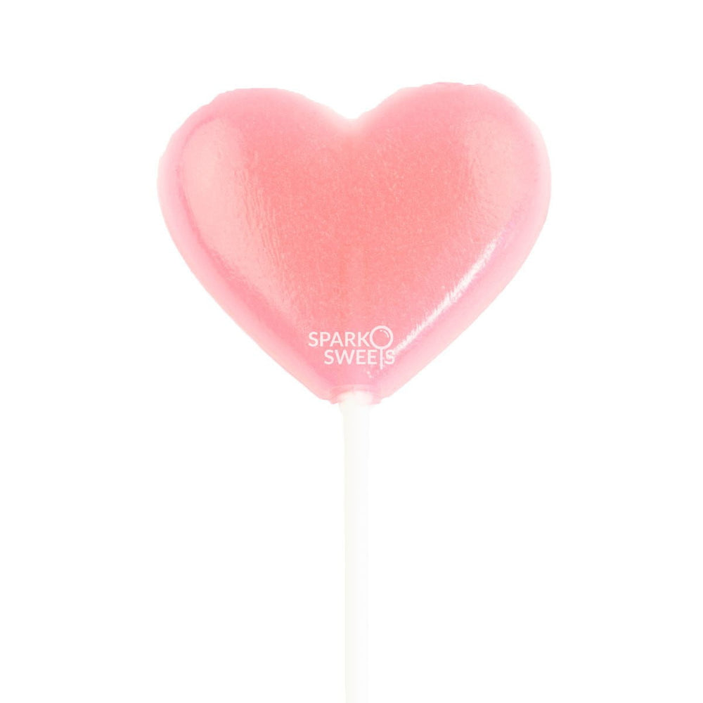 Pink Heart Lollipops (24 Pieces) - Watermelon Flavor - Sparko Sweets