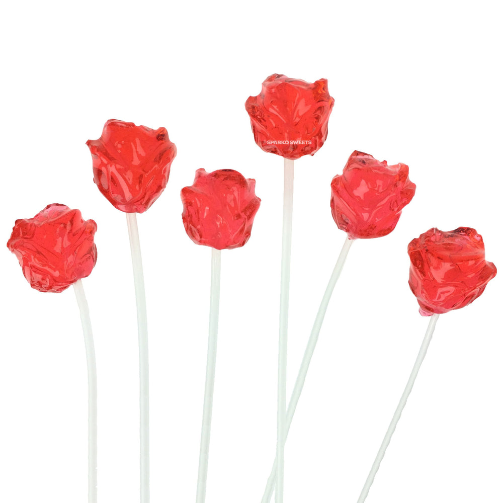 Red 3D Rose Twinkle Pops Lollipops (120 Pieces) - Sparko Sweets