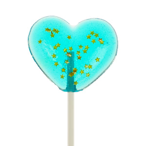 Sparkly Baby Blue Heart Lollipops (24 Pieces) - Blue Raspberry - Sparko Sweets