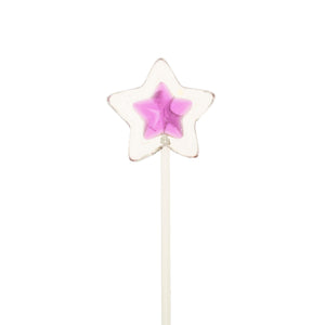 Double Color Star Lollipops Long-Stem Twinkle Pops - Purple & Clear (120 Pieces) - Sparko Sweets