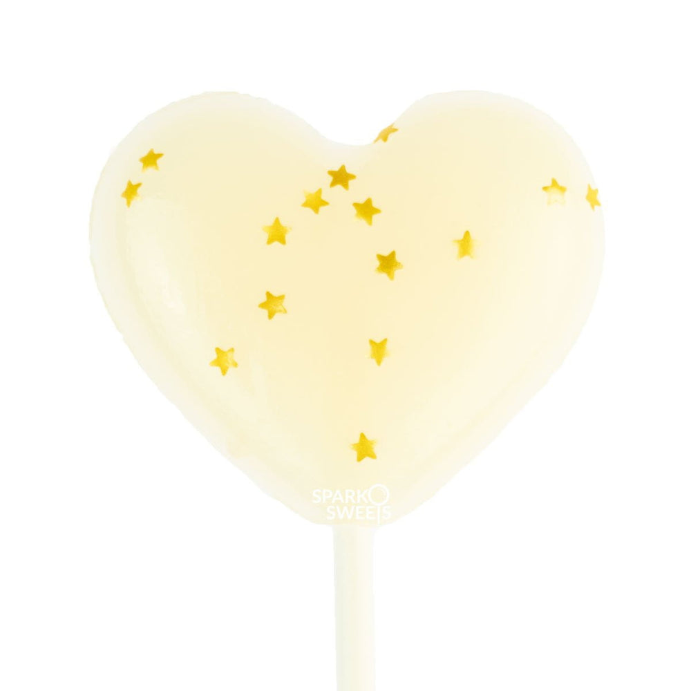 Starry White Heart Lollipops (24 Pieces) - Milk Flavor - Sparko Sweets