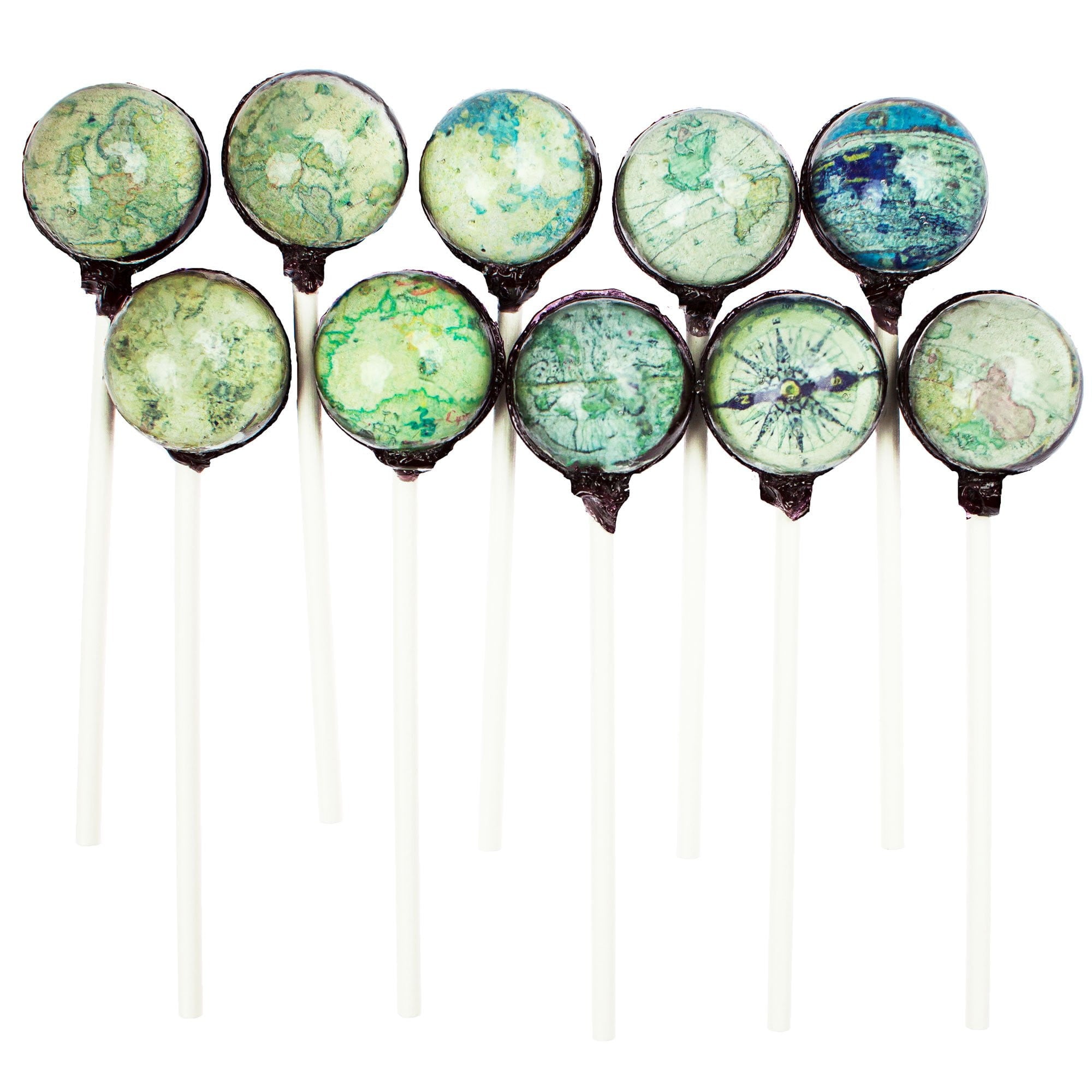 Ancient Map Designs Picture Lollipops (10 Pieces) - Sparko Sweets