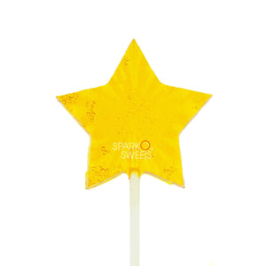 Sugar Free Yellow Star Lollipops - Peach (24 Pieces) - Sparko Sweets