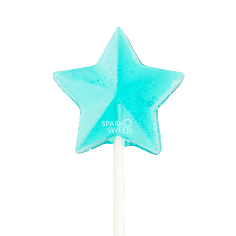 Baby Blue Star Lollipops - Blue Raspberry (24 Pieces) - Sparko Sweets