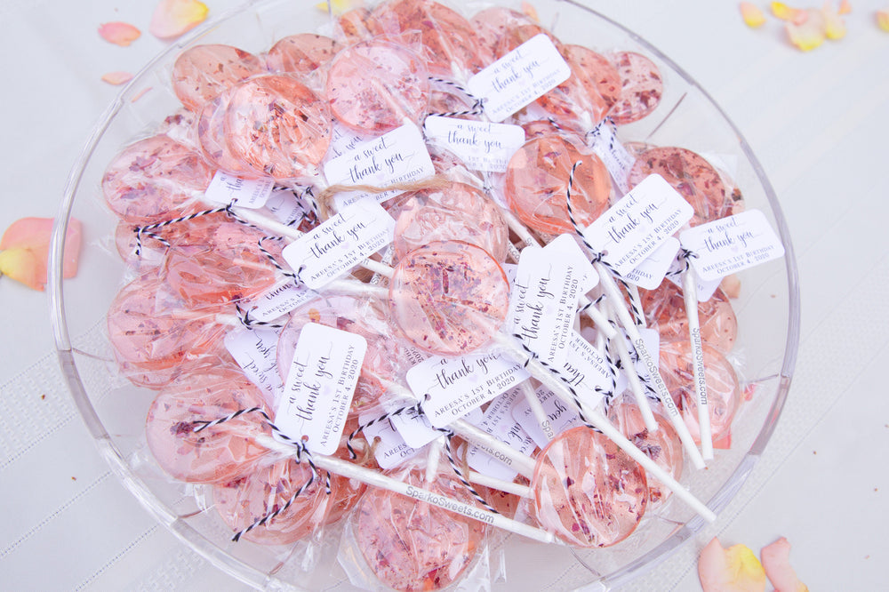 Pink Rose Petals Natural Lollipops (8 Pieces) - Sparko Sweets