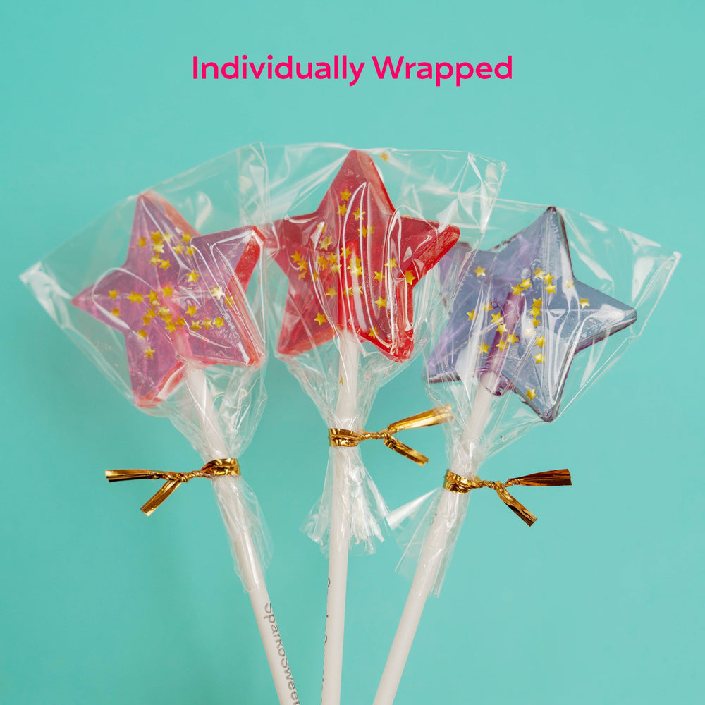 Starry Purple Star Fireworks Lollipops (24 Pieces) - Sparko Sweets